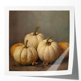 Halloween Wall Decor - Elegant White Pumpkin Still Life Print