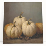 Halloween Wall Decor - Elegant White Pumpkin Still Life Print