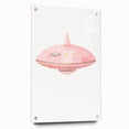 Playroom Wall Art - Cute Pink Spaceship Kids Room Decor