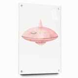 Playroom Wall Art - Cute Pink Spaceship Kids Room Decor