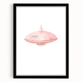 Playroom Wall Art - Cute Pink Spaceship Kids Room Decor