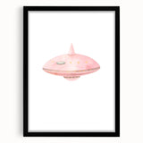 Playroom Wall Art - Cute Pink Spaceship Kids Room Decor