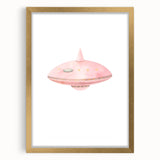 Playroom Wall Art - Cute Pink Spaceship Kids Room Decor