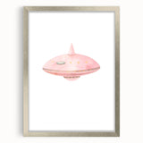 Playroom Wall Art - Cute Pink Spaceship Kids Room Decor