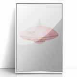 Playroom Wall Art - Cute Pink Spaceship Kids Room Decor