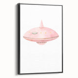 Playroom Wall Art - Cute Pink Spaceship Kids Room Decor