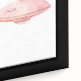 Playroom Wall Art - Cute Pink Spaceship Kids Room Decor