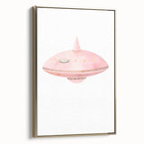 Playroom Wall Art - Cute Pink Spaceship Kids Room Decor