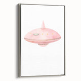 Playroom Wall Art - Cute Pink Spaceship Kids Room Decor