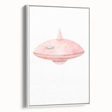 Playroom Wall Art - Cute Pink Spaceship Kids Room Decor