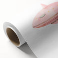 Playroom Wall Art - Cute Pink Spaceship Kids Room Decor