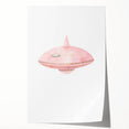 Playroom Wall Art - Cute Pink Spaceship Kids Room Decor