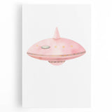 Playroom Wall Art - Cute Pink Spaceship Kids Room Decor