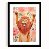 Children’s Wall Art Prints – Majestic Lion Floral Decor