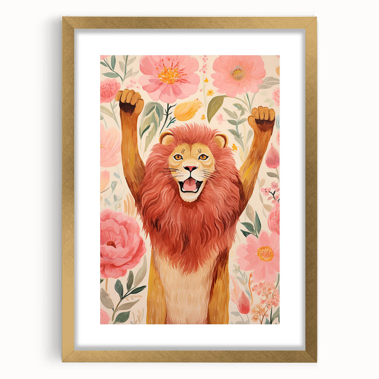 Children’s Wall Art Prints – Majestic Lion Floral Decor