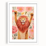 Children’s Wall Art Prints – Majestic Lion Floral Decor