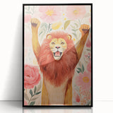 Children’s Wall Art Prints – Majestic Lion Floral Decor