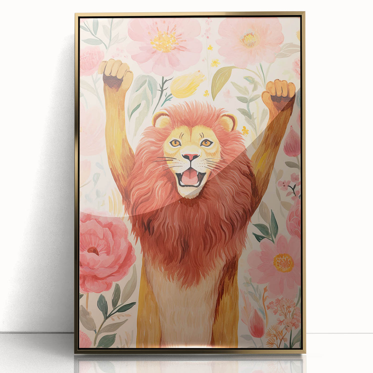 Children’s Wall Art Prints – Majestic Lion Floral Decor