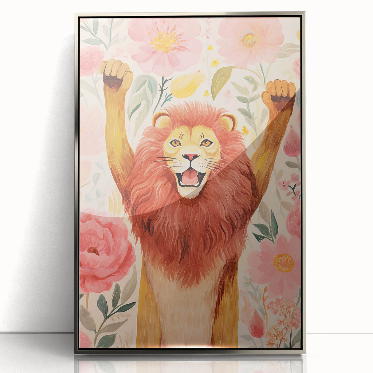 Children’s Wall Art Prints – Majestic Lion Floral Decor