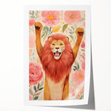Children’s Wall Art Prints – Majestic Lion Floral Decor