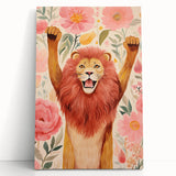 Children’s Wall Art Prints – Majestic Lion Floral Decor