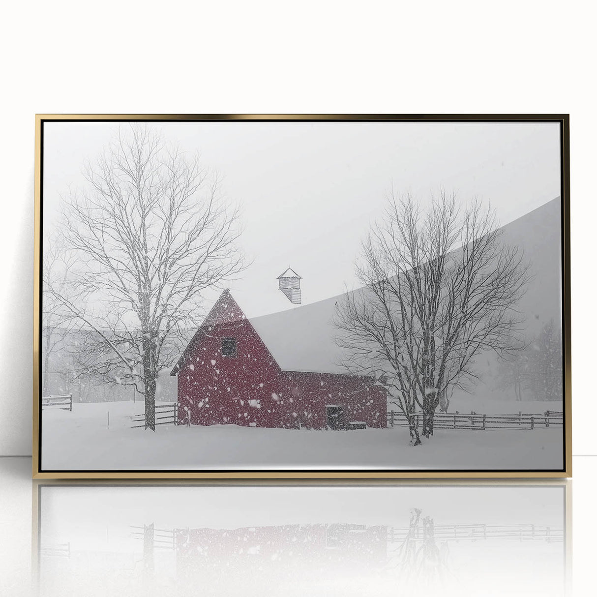 Framed acrylic artwork showcasing a stunning landscape design with a gold finish, perfect for modern home decor. The elegant frame adds sophistication, enhancing any space.