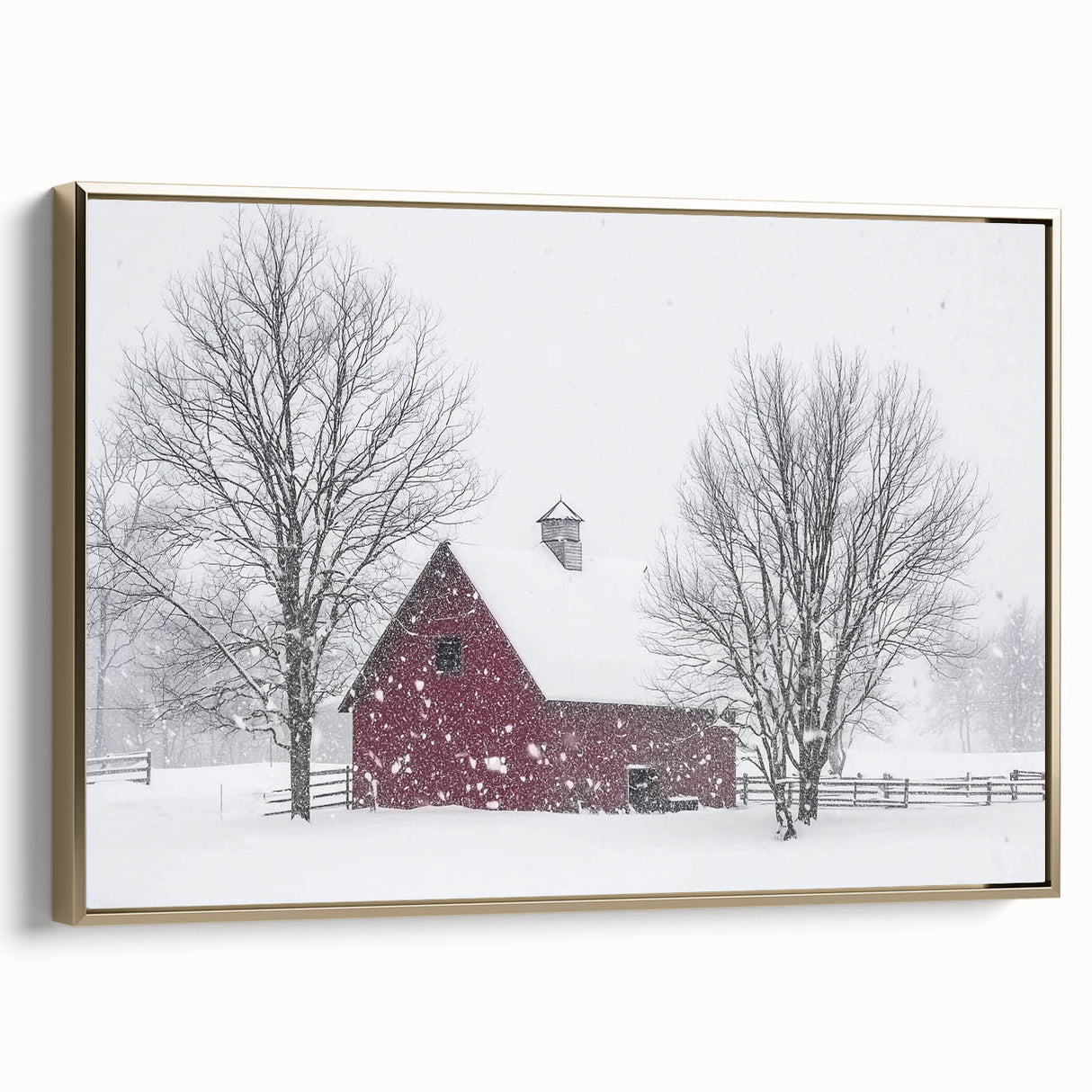 Landscape canvas art depicting a serene barn scene with golden accents, showcasing rich textures and vibrant colors, perfect for rustic home decor.