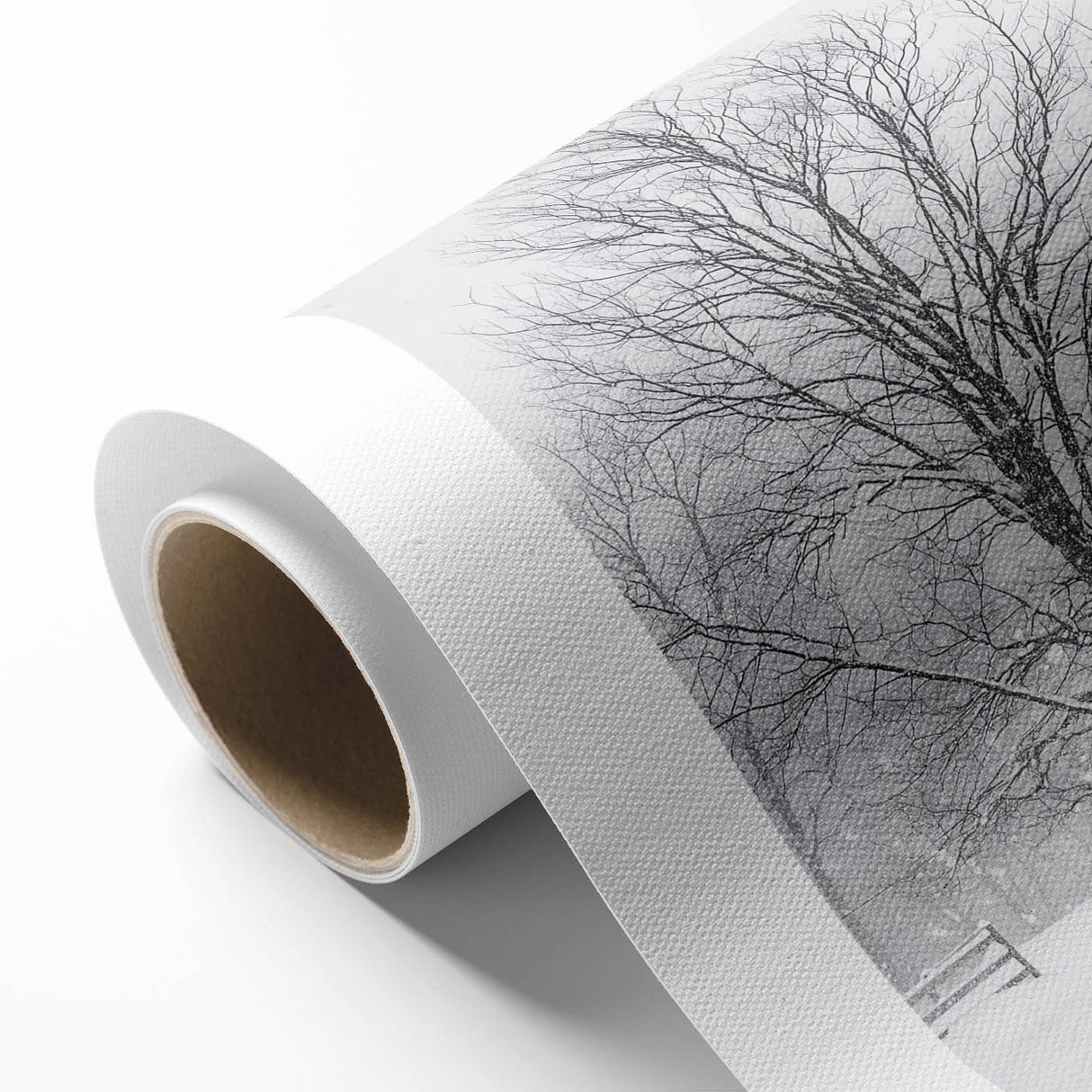 Rolled canvas artwork showcasing a vibrant landscape scene with a rustic barn, wrapped securely in a protective tube, ideal for home decor enthusiasts.