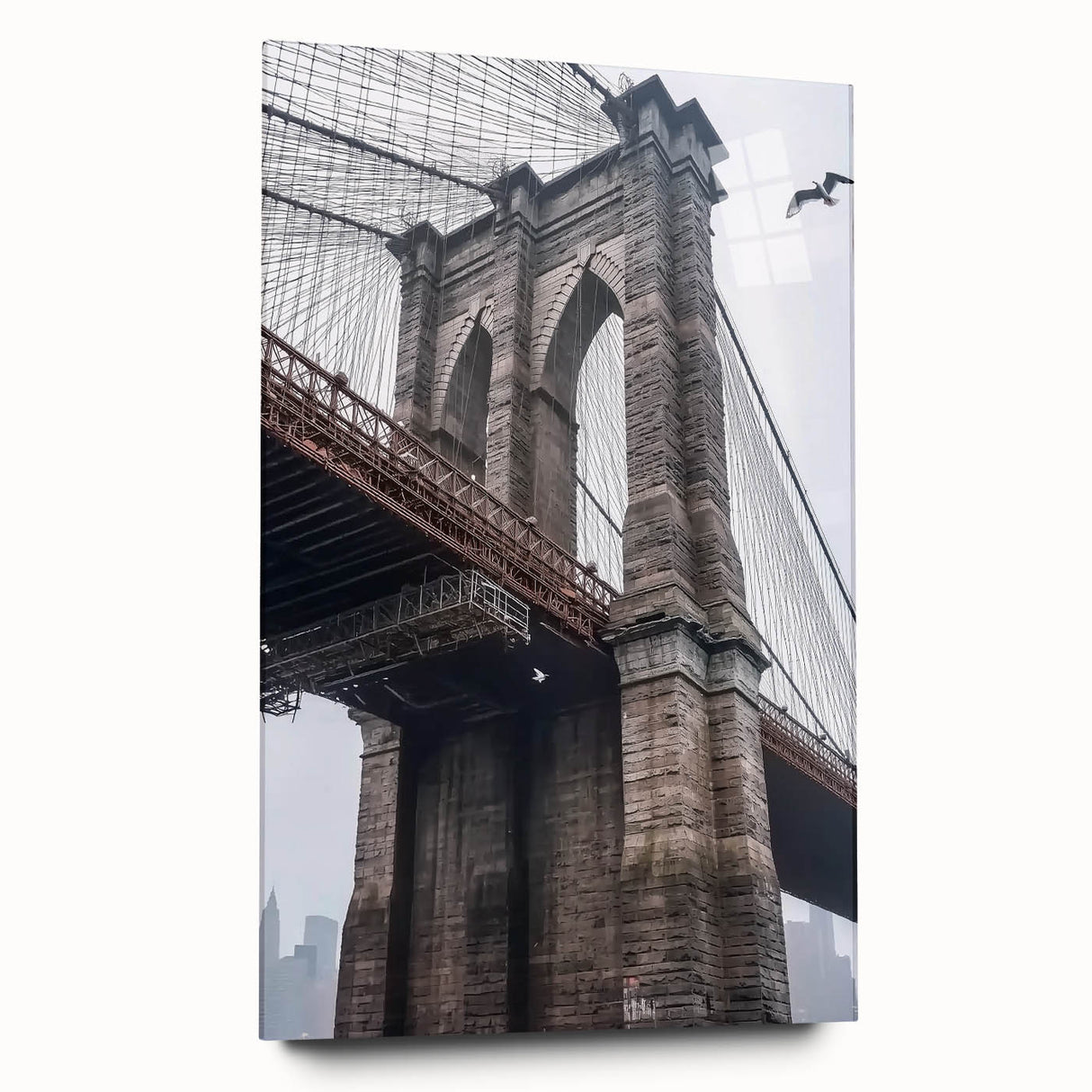 Acrylic glass landscape bridge design showcasing a modern architectural style in a side view, highlighting intricate details and sleek lines, ideal for art lovers.
