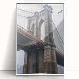 Framed acrylic artwork showcasing a vibrant landscape bridge scene, presented in a sleek white frame, ideal for home decor or office aesthetics.