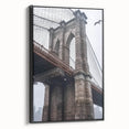Framed canvas artwork showcasing a stunning landscape of a bridge, viewed from the side, with a sleek black frame that enhances the vibrant colors and intricate details. Perfect for modern home decor, this piece adds elegance and depth to any room.
