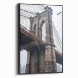 Framed canvas artwork showcasing a stunning landscape of a bridge, viewed from the side, with a sleek black frame that enhances the vibrant colors and intricate details. Perfect for modern home decor, this piece adds elegance and depth to any room.