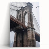 Stretched canvas artwork depicting a serene landscape with a bridge, showcasing vibrant colors and detailed textures, perfect for home or office decor.