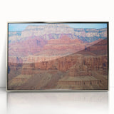 Framed acrylic artwork showcasing an abstract landscape of canyons in vibrant colors, perfect for modern home decor, enhancing any living space with its striking design.