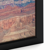 Framed canvas artwork showcasing a close-up of a vibrant landscape featuring dramatic canyons in rich earth tones, perfect for enhancing any modern decor.