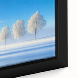 Framed canvas print showcasing a vibrant countryside landscape with rolling hills and lush greenery, perfect for home decor, emphasizing tranquility and nature.