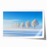 Rolled print showcasing a serene countryside landscape with rolling hills and a vibrant sunset, expertly packaged in a durable cardboard tube for safe delivery.