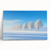 Stretched canvas artwork showcasing a serene countryside landscape with rolling hills and vibrant greenery, elegantly leaning against a wall for display. Perfect for home decor enthusiasts looking to enhance their interior with nature-inspired art.