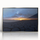 Framed acrylic artwork showcasing a stunning desert landscape with vibrant colors and intricate details, perfect for home or office decor, enhancing any space's aesthetic.