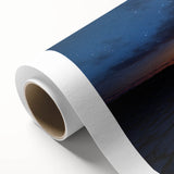 Desert landscape rolled canvas art showcasing vibrant hues of orange and yellow depicting a serene sunset over sand dunes, perfect for home decor.