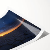 Desert landscape rolled print showcasing vibrant colors and intricate details, beautifully packaged in a durable cardboard tube for easy transport and display. Perfect for home decor enthusiasts seeking a touch of nature-inspired art.