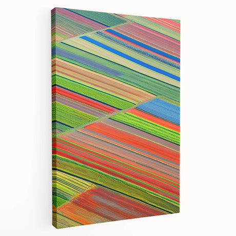 Stretched canvas artwork showcasing vibrant landscapes with lush green fields and rolling hills, perfect for adding a serene touch to home decor.