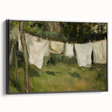 Framed black canvas showcasing a vibrant landscape design, viewed from the side, highlighting its sleek edges and modern aesthetic, ideal for home decor.