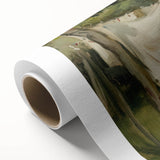 Rolled canvas showcasing a vibrant African landscape design, featuring rich colors and intricate details, securely packaged in a durable cardboard tube for safe shipping.