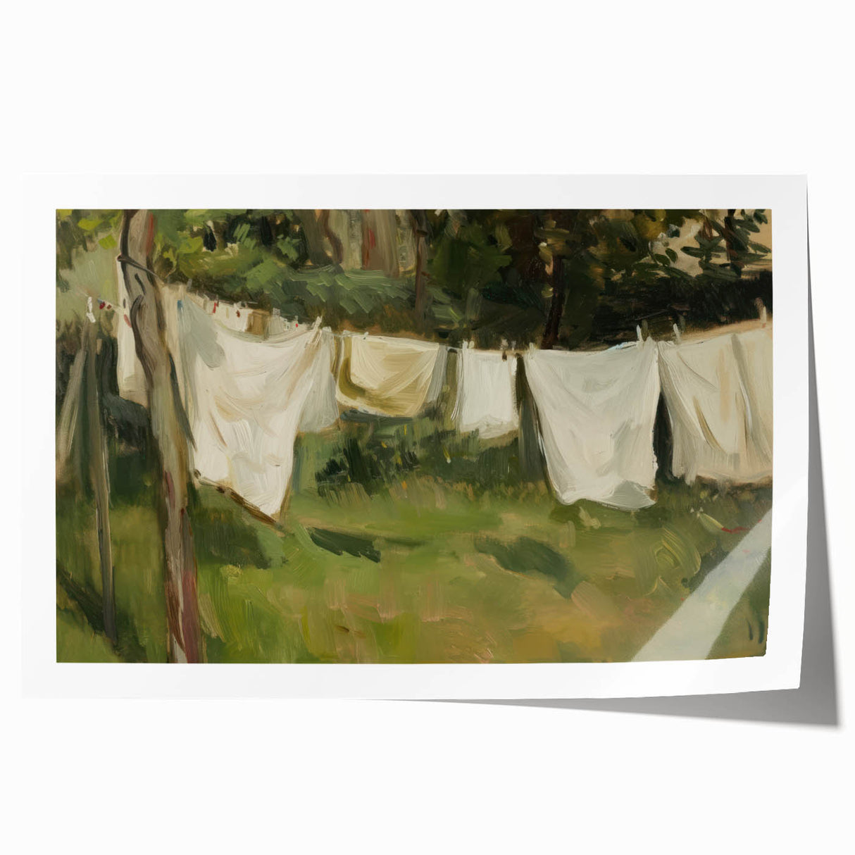 Rolled print showcasing a vibrant landscape design with rich colors and intricate details, securely packaged in a durable cardboard tube for safe shipping and display.