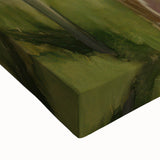 Close-up of a vibrant stretched canvas featuring a detailed landscape design, showcasing rich colors and intricate textures, ideal for home decor and art enthusiasts.