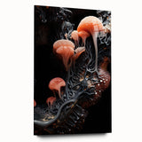 Large abstract wall art on acrylic glass, featuring swirling blue and gray patterns.