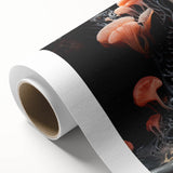 Art Deco poster featuring geometric shapes in muted gold and navy, on rolled canvas, suitable as nursery wall art.