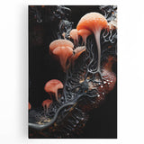 Black and white close-up photo of natural elements on stretched canvas, ideal for kitchen wall art.