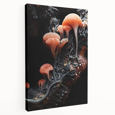 Large stretched canvas featuring close-up natural elements in muted earth tones, ideal for kitchen wall art.